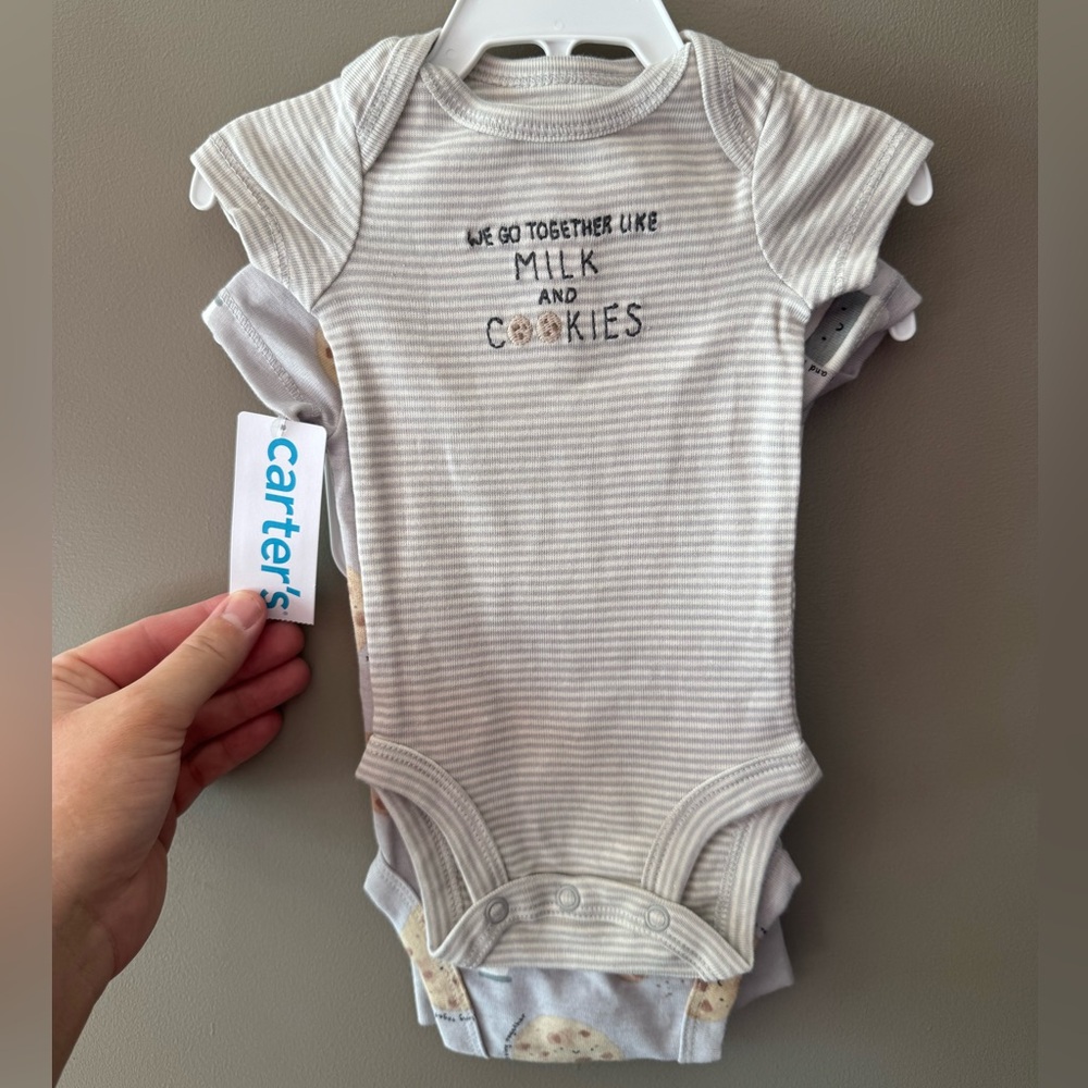 Carter's Gray & White Striped Baby Onesie set with Pants
